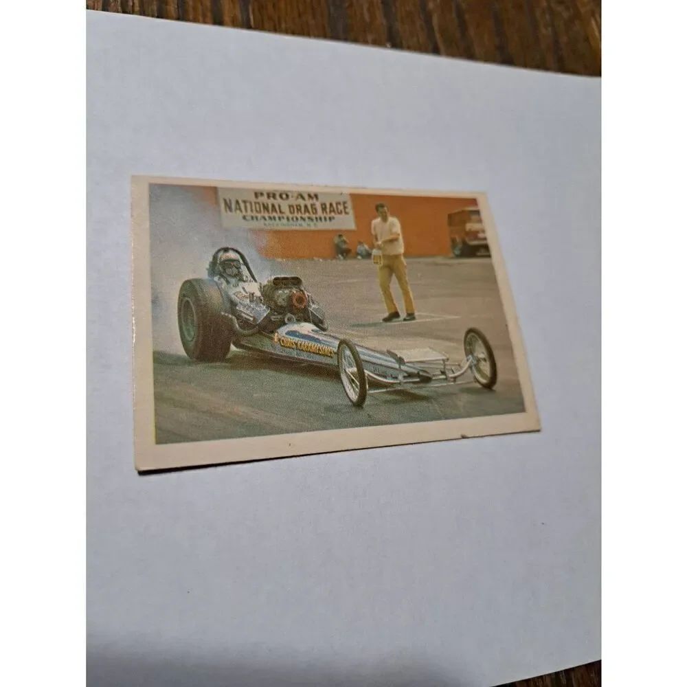 Vintage 1971 Fleer Chris Karamesines Top Fuel Dragster Race Car Trading Card #23